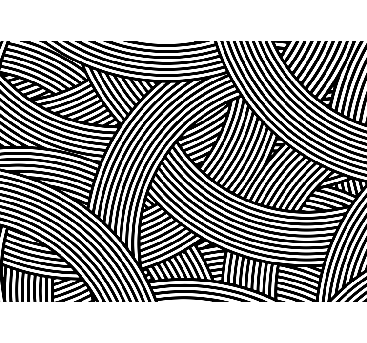 Interlacing black and white lines kitchen mural - TenStickers