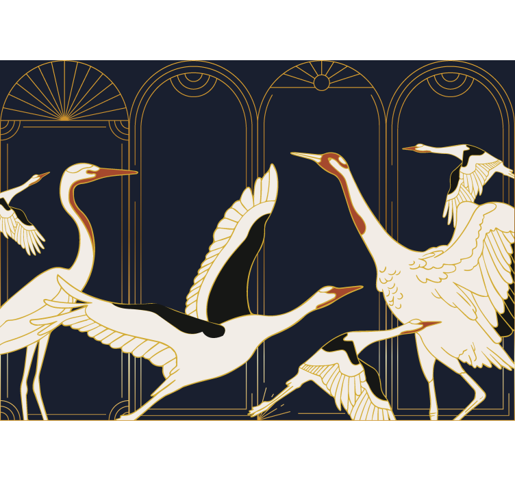 Elegant Crane bathroom mural - TenStickers