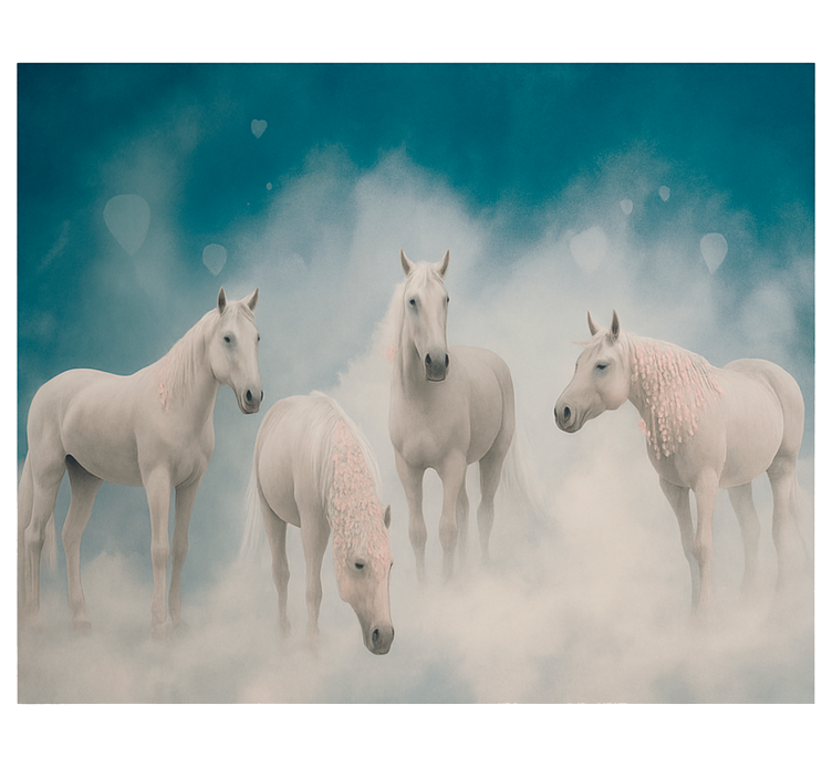 Magical white horses teenage wall mural - TenStickers