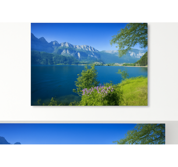 Tranquility of Mountain Lake mountain wall mural - TenStickers