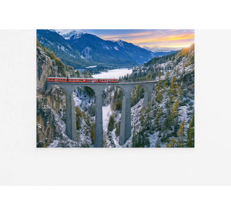 Swiss Train on Landwasser Viaduct mountain wall mural - TenStickers