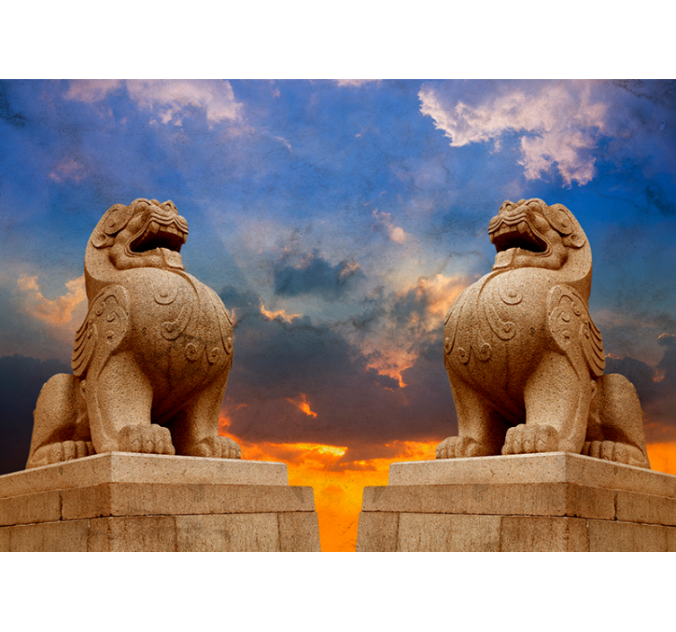 Superb stone lion wall mural - TenStickers