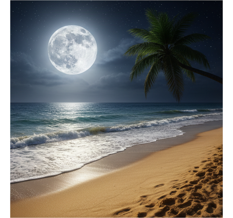 Sea mural full moon ocean - TenStickers