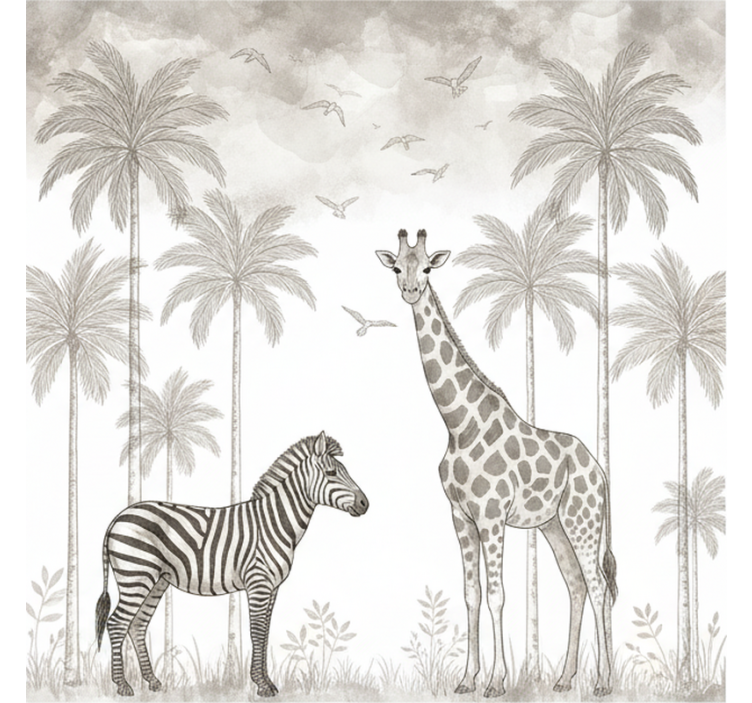 Nursery mural monochrome jungle design - TenStickers