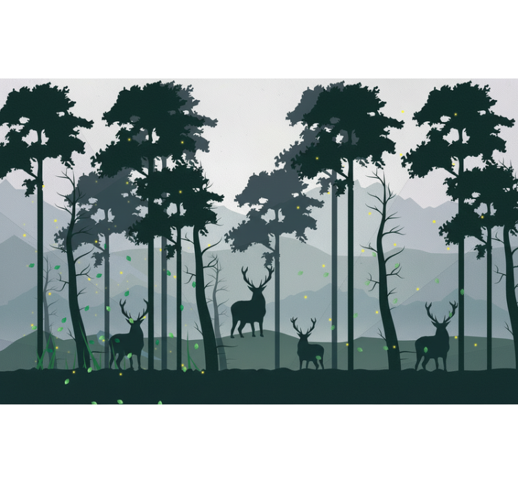 Forest wall mural silhouette forest scandi - TenStickers