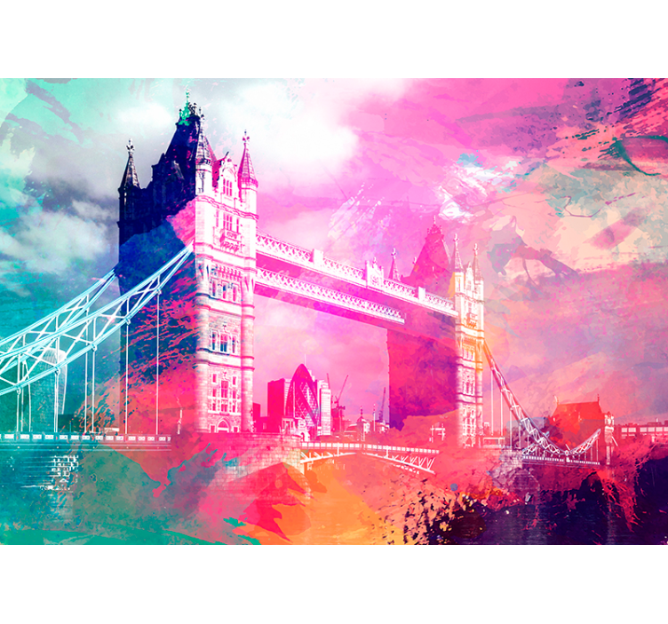 Colorful Bridge Silhouette london wall mural - TenStickers