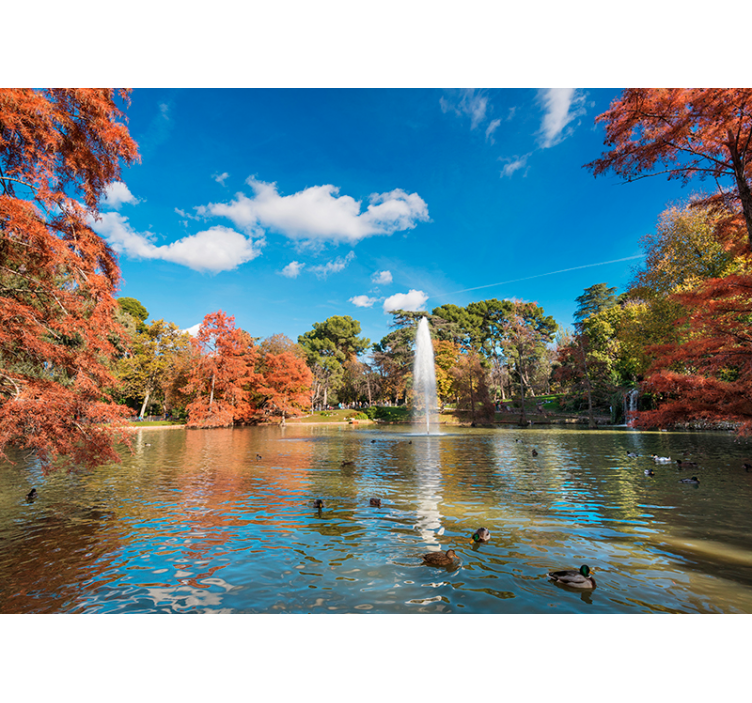 Retiro Park in autumn City wall mural - TenStickers