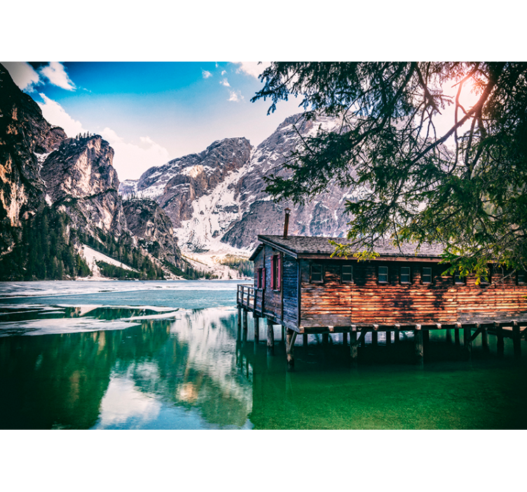 Braies lake Mountain wall mural - TenStickers