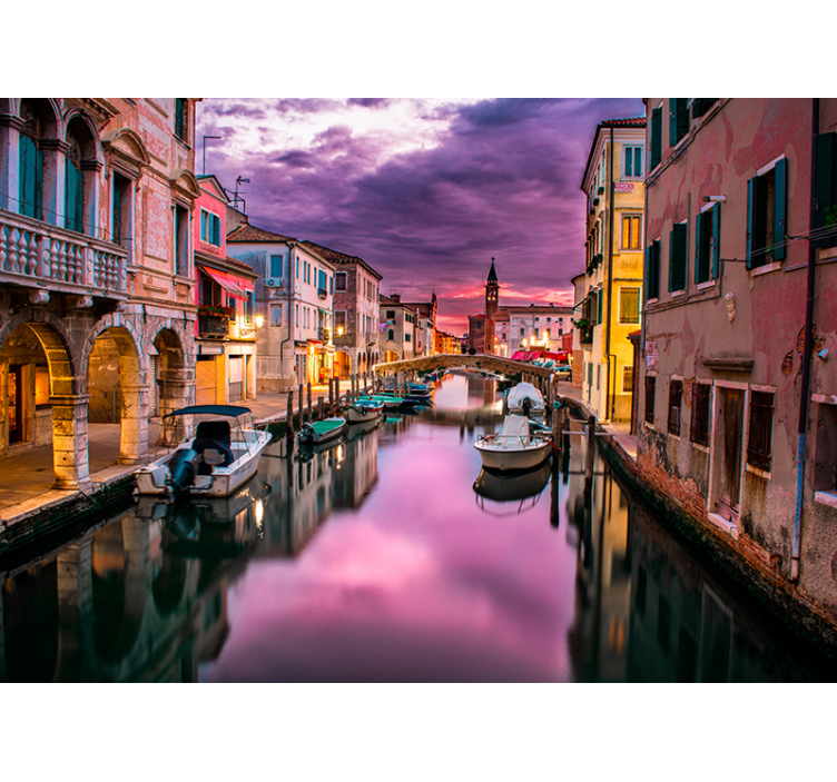 Venetian Canal Dusk city wall mural - TenStickers