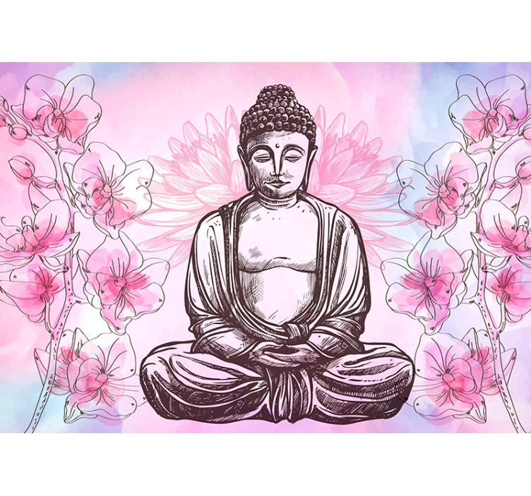 Buddha Floral Harmony buddha mural - TenStickers