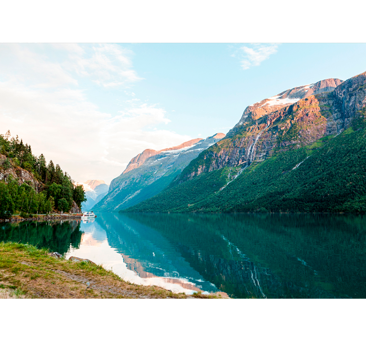 Wood landscape in the lake lake wall mural - TenStickers