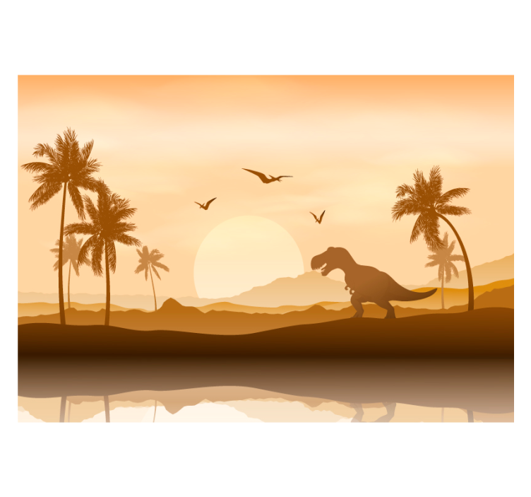 Dinosaur sunset landscape children wall mural - TenStickers