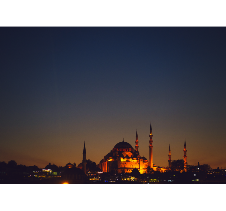 City wall mural sultan ahmet mosque at dusk - TenStickers