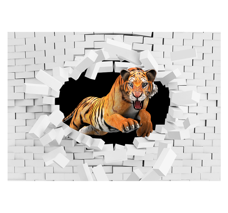 Realist tiger 3D Wall Mural - TenStickers