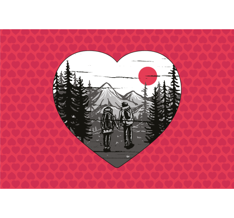Love wall mural mountain heart journey - TenStickers