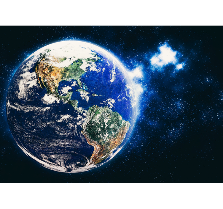 planet earth with continents space wall mural - TenStickers
