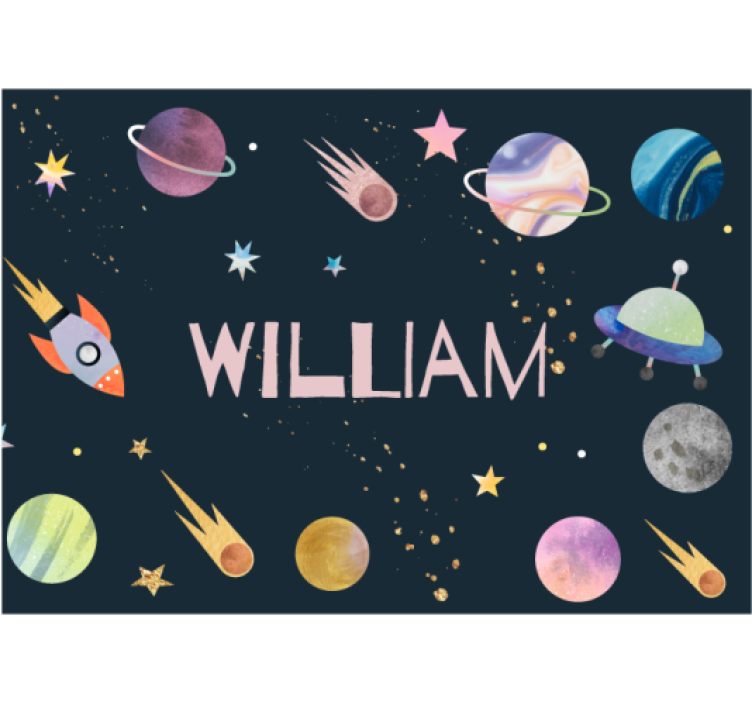 Rocket and Planets space mural - TenStickers