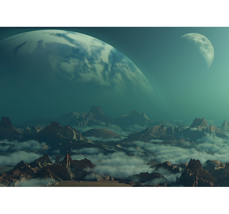Space mural celestial mountain peaks - TenStickers