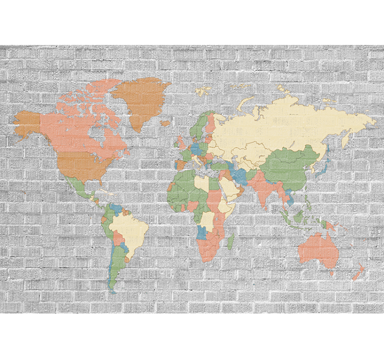 World map wall mural extensive global atlas - TenStickers