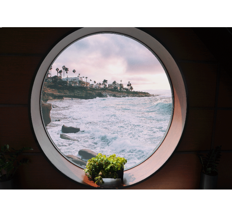 Landscape mural wallpaper coastal wave scene - TenStickers