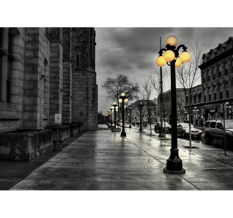 Grey city streets wall mural - TenStickers