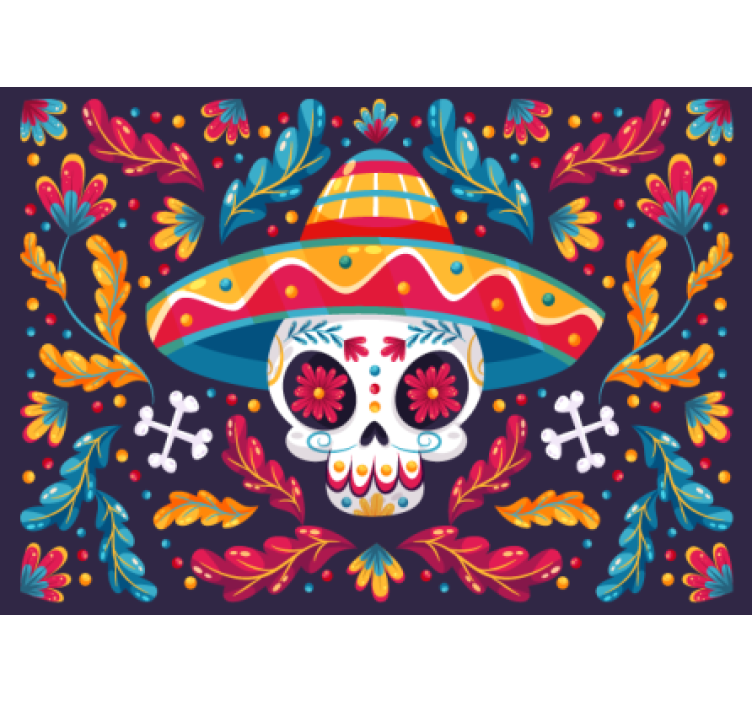 Animal wall mural colorful sugar skull design - TenStickers