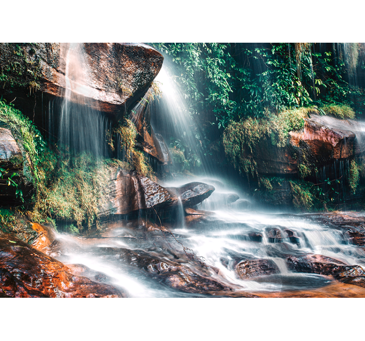 Jungle rainfall waterfall wall mural - TenStickers