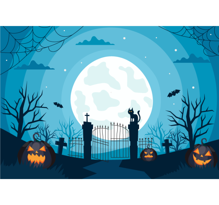 Haunted Graveyard Scene halloween mural - TenStickers