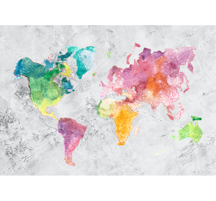 World map wall mural colorful map design - TenStickers