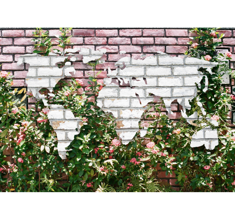 World map wall mural flowering world map - TenStickers