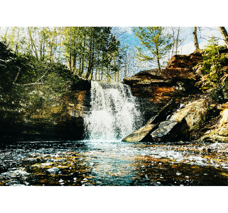 Serene Waterfall Landscape waterfall mural - TenStickers