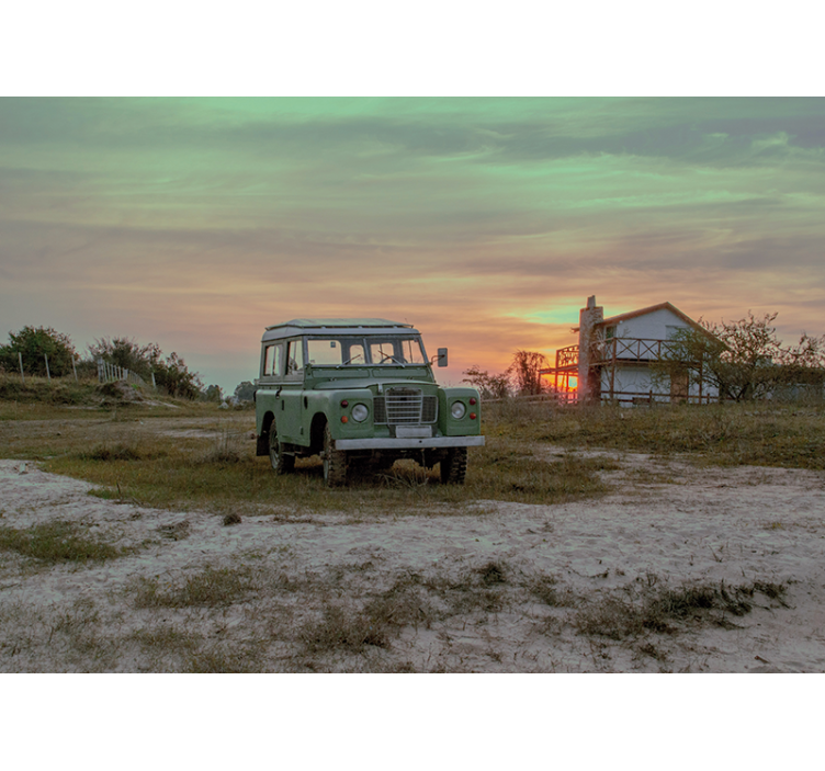 Green Classic Car vehicle mural - TenStickers