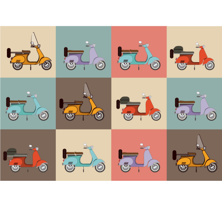 Retro scooter pattern vehicle mural - TenStickers