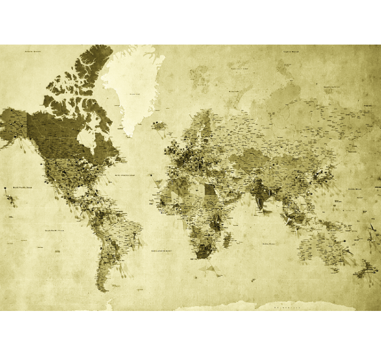 World map wall mural retro globe design - TenStickers