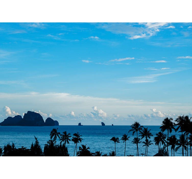 Palms beach sea blue nature wall mural - TenStickers