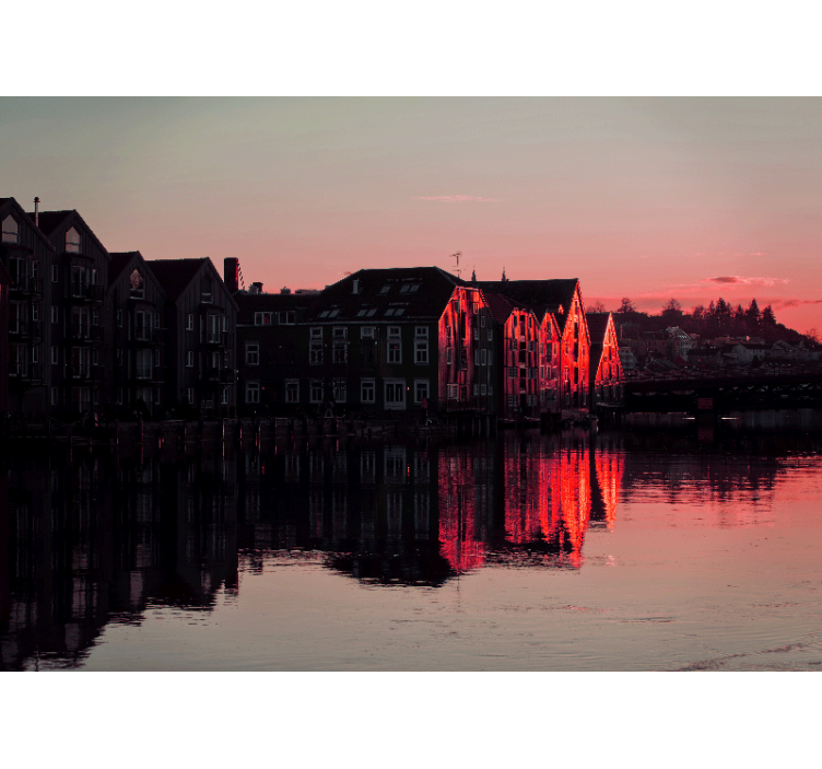 Trondheim Norway in the evening wall mural - TenStickers