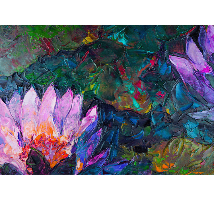Oil painting Lotus wall mural - TenStickers