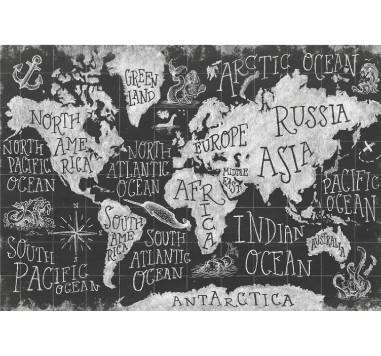 Mythical and old world map mural - TenStickers