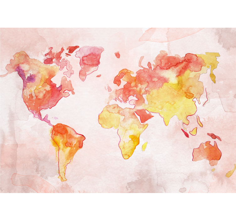 World map wall mural watercolor global map - TenStickers