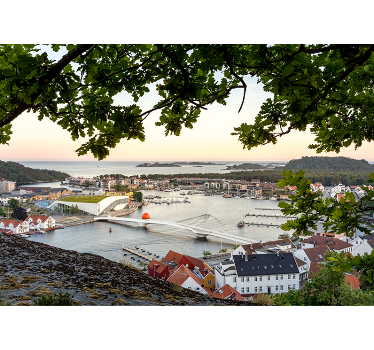 City wall mural charming coastal landscape - TenStickers