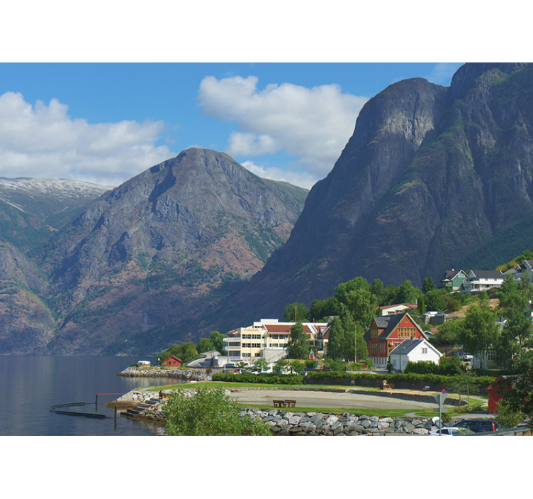 Mountain View Homes landscape mural wallpaper - TenStickers