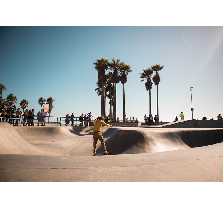Skateboarding by Ocean city wall mural - TenStickers