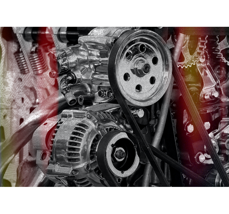 Vehicle mural engine parts close-up - TenStickers