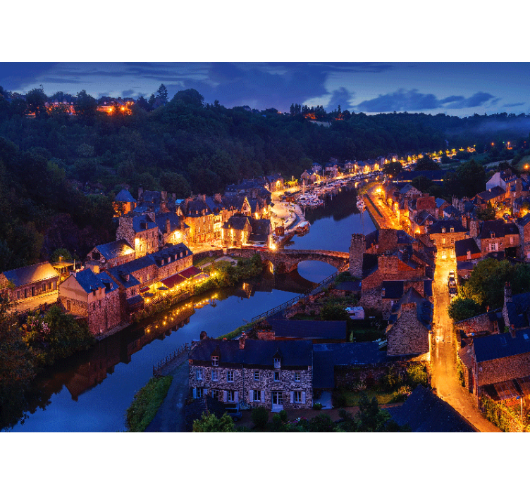 Medieval Village Lights city wall mural - TenStickers