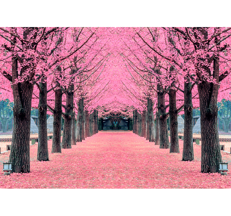 Cherry Blossom Path flower mural - TenStickers