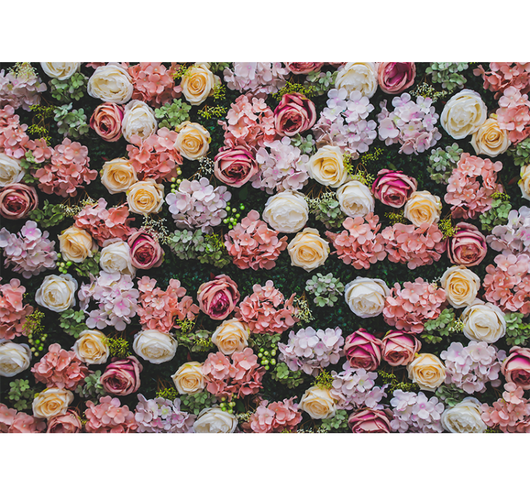 Flower mural with blooming rose details - TenStickers