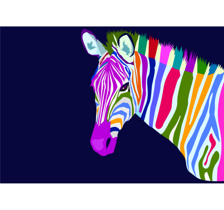 Multicolored Zebra animal wall mural - TenStickers