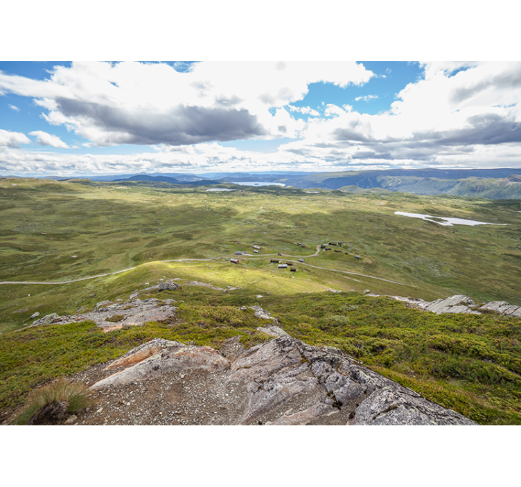 Landscape mural wallpaper mountainous greenery scene - TenStickers