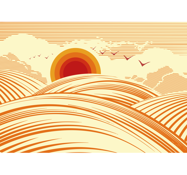Landscape mural wallpaper setting sun horizon - TenStickers