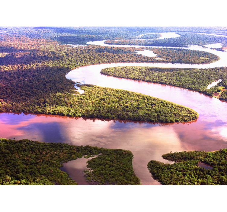 Winding river landscape mural wallpaper - TenStickers